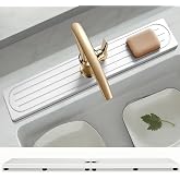 Faucet Mat for Kitchen Sink with Raised Feet, Stone Sink Mat Quick Dry around Faucet, Water Absorbent Stone Tray, Sink Splash Guard &amp; Protectors, Stone Drying Mat for kitchen Counter