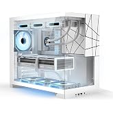 ATX Gaming PC Case, Mid Tower Computer case with Dual Chamber for Cable Management, 270&deg; Panoramic Unique Desktop Chassis, Rear ARGB Fan pre-Installed, for BTF ATX/MATX Mobo, 360 AIO (White, 120mmx1)