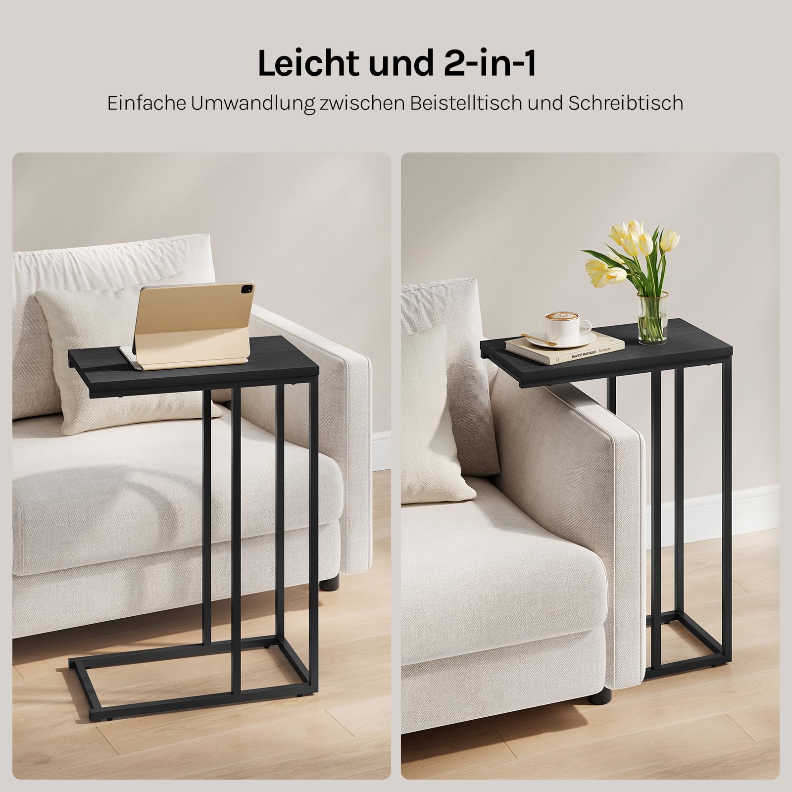 WOLTU Beistelltisch,Couchtisch C Form，Sofa Tisch mit Metallgestell 6
