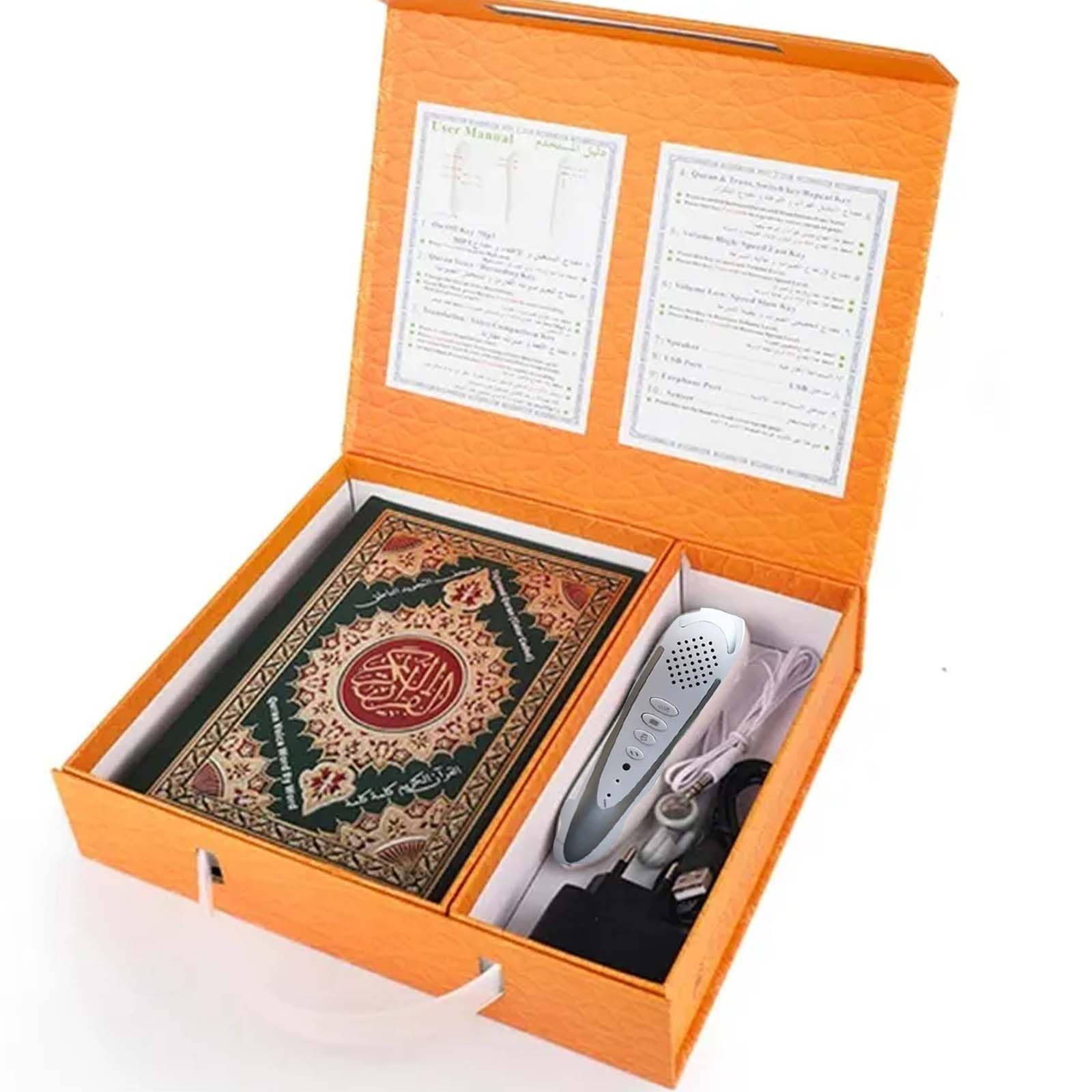 Quran Reading Pen Ramadan Digital 16GB Memory Downloading Reciters and Languages English Arabic Urdu French Spanish German etc,with 6 Holy Quran Books for Kid and Arabic