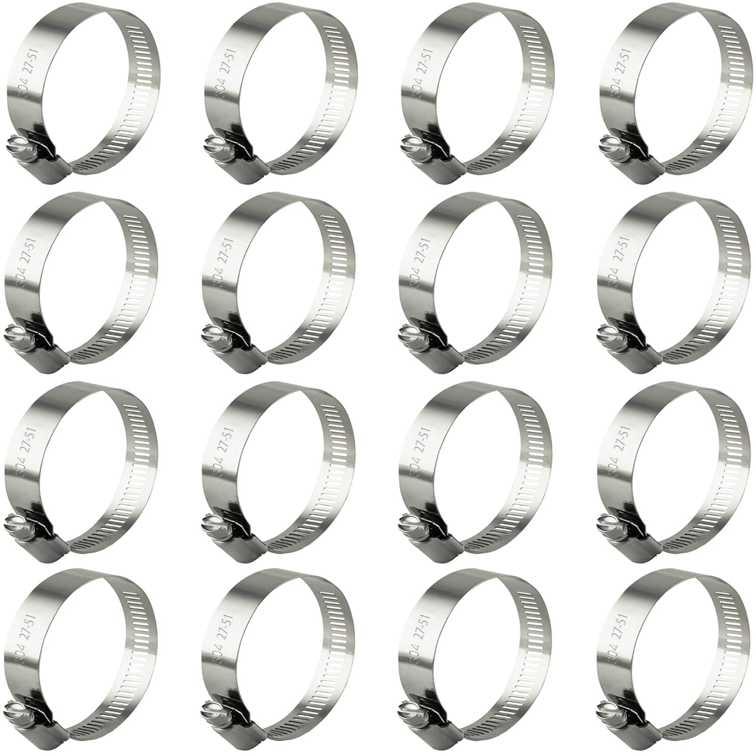 Photo 1 of ZIPCCI Hose Clamp, 1-2 Inch Worm Gear Hose Clamps Stainless Steel for Fuel Line, Pipe, Radiator, Tube and Fuel Line, 27-51mm (16pack)