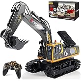 kolegend Remote Control Excavator Toy 16 Inch, 9 Channel RC Construction Vehicles Hydraulic Haulers Digger Toys Gift for 6 7 8 9 10 Years Old Kids Boys