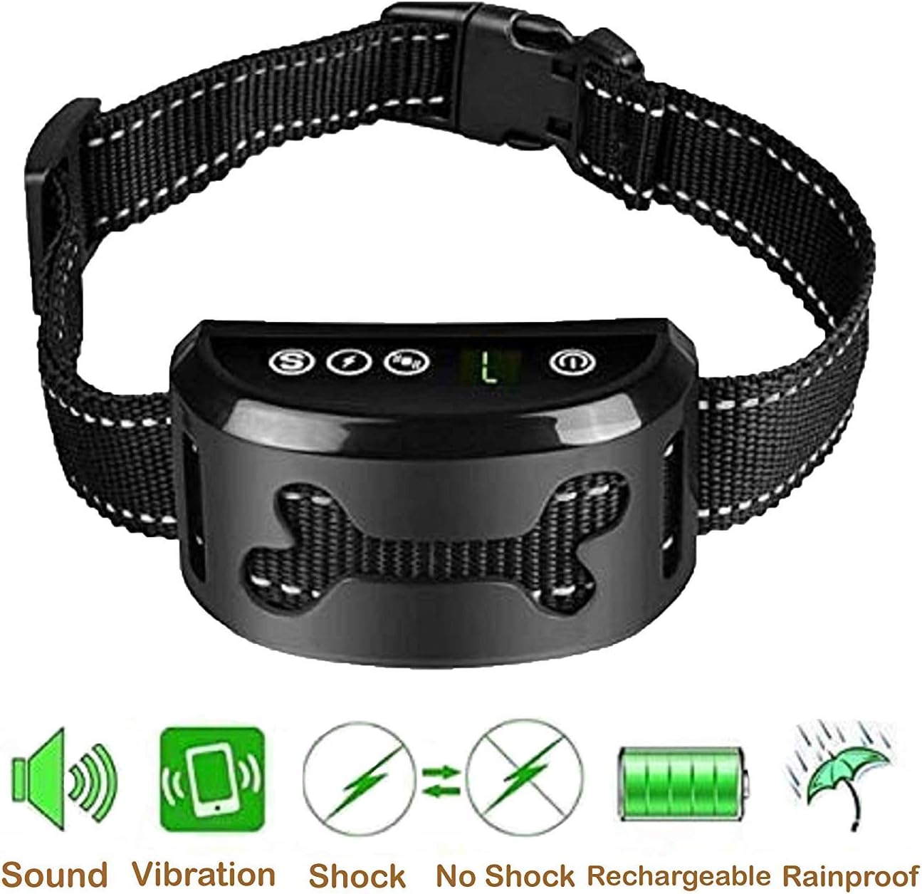 PEDLZ No Bark Collar for Small, Medium, Large Dogs - 2019 Upgraded - Stop Barking Collar with Vibration and Sound - Humane and Safe for Dogs and 100% Waterproof Design