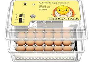 Egg Incubator - 24 Incubators for Hatching Eggs with Automatic Turner, Temperature and Humidity Display and Control, Suitable for Chicken, Quails or Other Poultry, with Egg Candler TRIOCOTTAGE - MN24