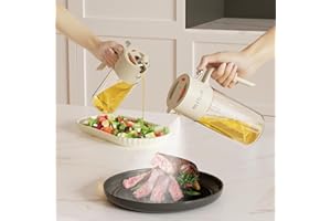 MRBIN Oil Spray Bottle for Cooking, 550ml/18.5oz Food Grade Glass Olive Oil Sprayer Dispenser 2 in 1 Mister Refillable Dressi