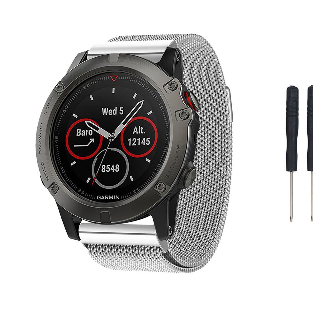 時間指定不可 Garmin Fenix 5 X時計バンド Myrbt Milanese磁気ループ交換用リストバンドgarmin Fenix 5 Xスマートのストラップブレスレットウォッチ シルバー B074l1gdyk 172 11 30 108 81