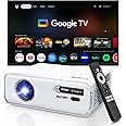 Aurzen EAZZE D1G Google TV Smart Projector with WiFi & Bluetooth, 4K Supported, Auto Focus & Keystone, Dolby Audio, Zoom , Native 1080P Movie, Portable Mini Projector for Home & Outdoor Use