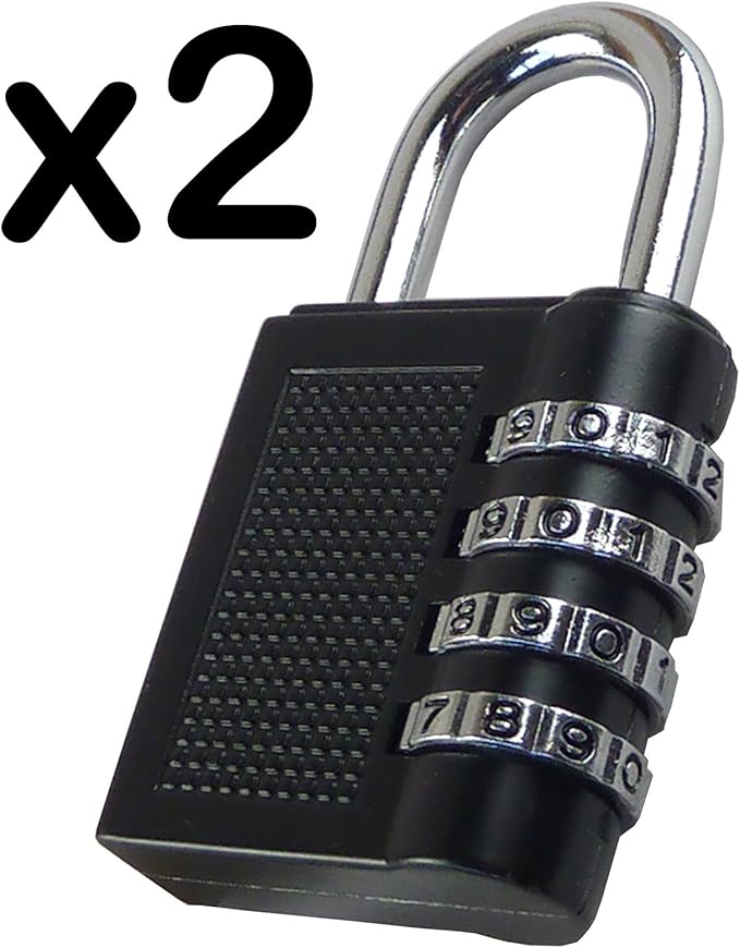 Combination Padlock 4 Digit Resetable Combination Code (2 Packs