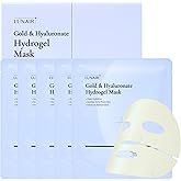Lunair Gold Collagen & Hyaluronate Hydrogel Face Mask with Microhole Technology – Firming, Hydrating & Glowing Korean Sheet Mask for Radiant Glass Skin | Deep Moisture & Elasticity Boost (5 Sheets)