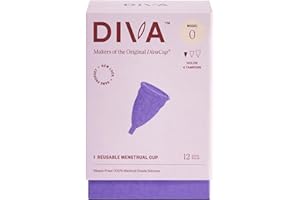 DIVACUP Diva Cup - Medical Grade Silicone Cup for Period Care - Reusable Menstrual Cup - Up to 12 Hours of Continuous Wear - Model 0 (for Slim Vaginal Canals & First-Time Users)