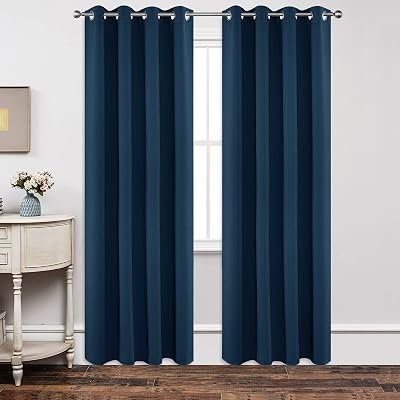 Joydeco Blackout Curtains 108 Inch Navy 2 Panels Thermal Insulated
