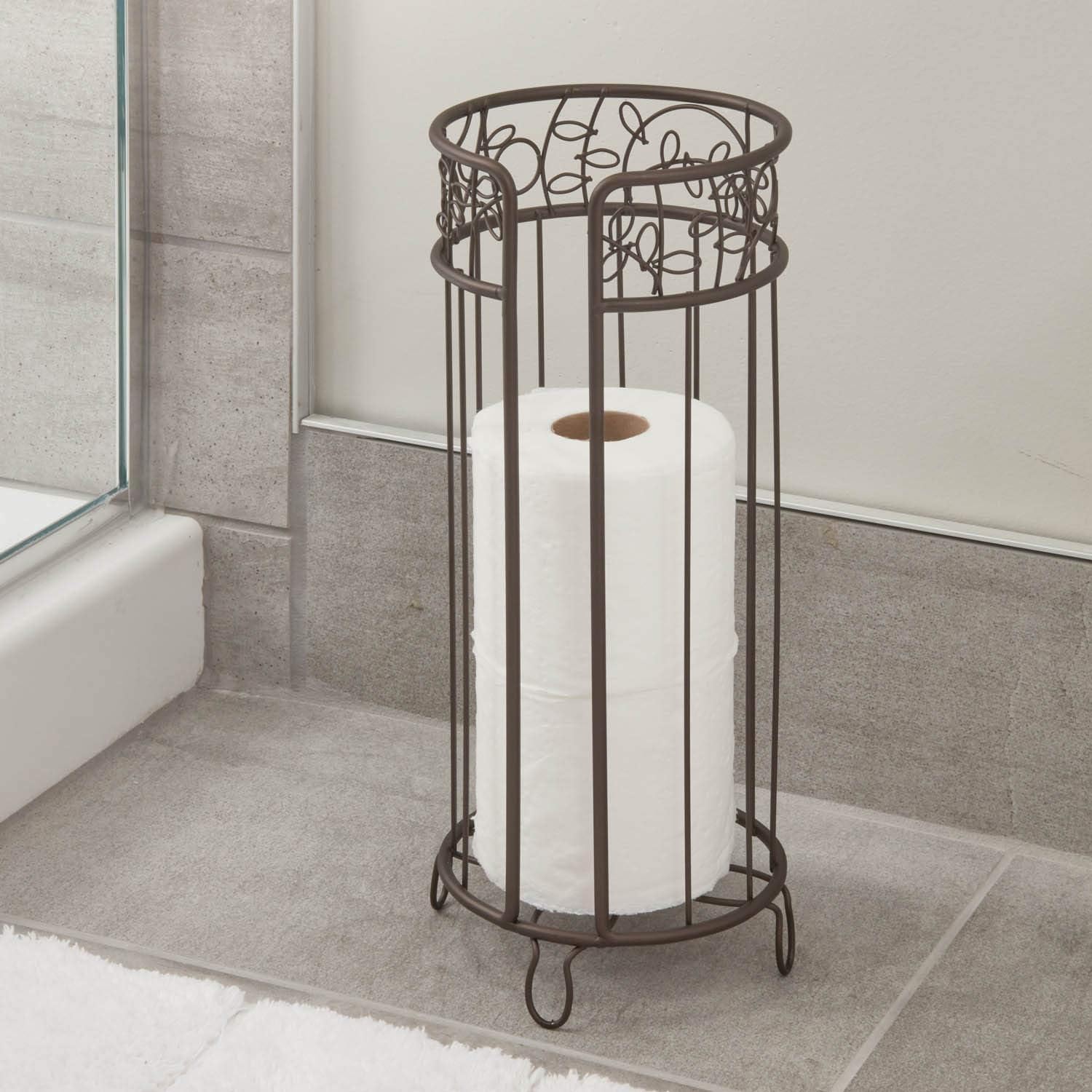 iDesign Twigz Metal Toilet Tissue Roll Reserve Organizer for Bathroom, Compact Organizer, Holds 3 Rolls of Toilet Paper, Bronze: Home & Kitchen
