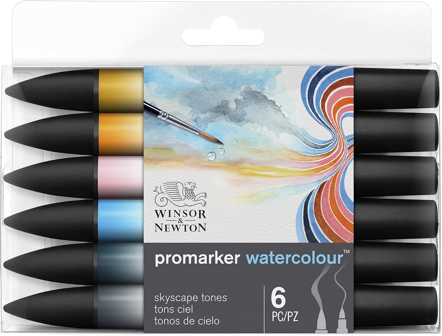 Winsor & Newton : Watercolour Marker : Set of 6 Skyscape Tones, Multicolour, 6 count (Pack of 1)