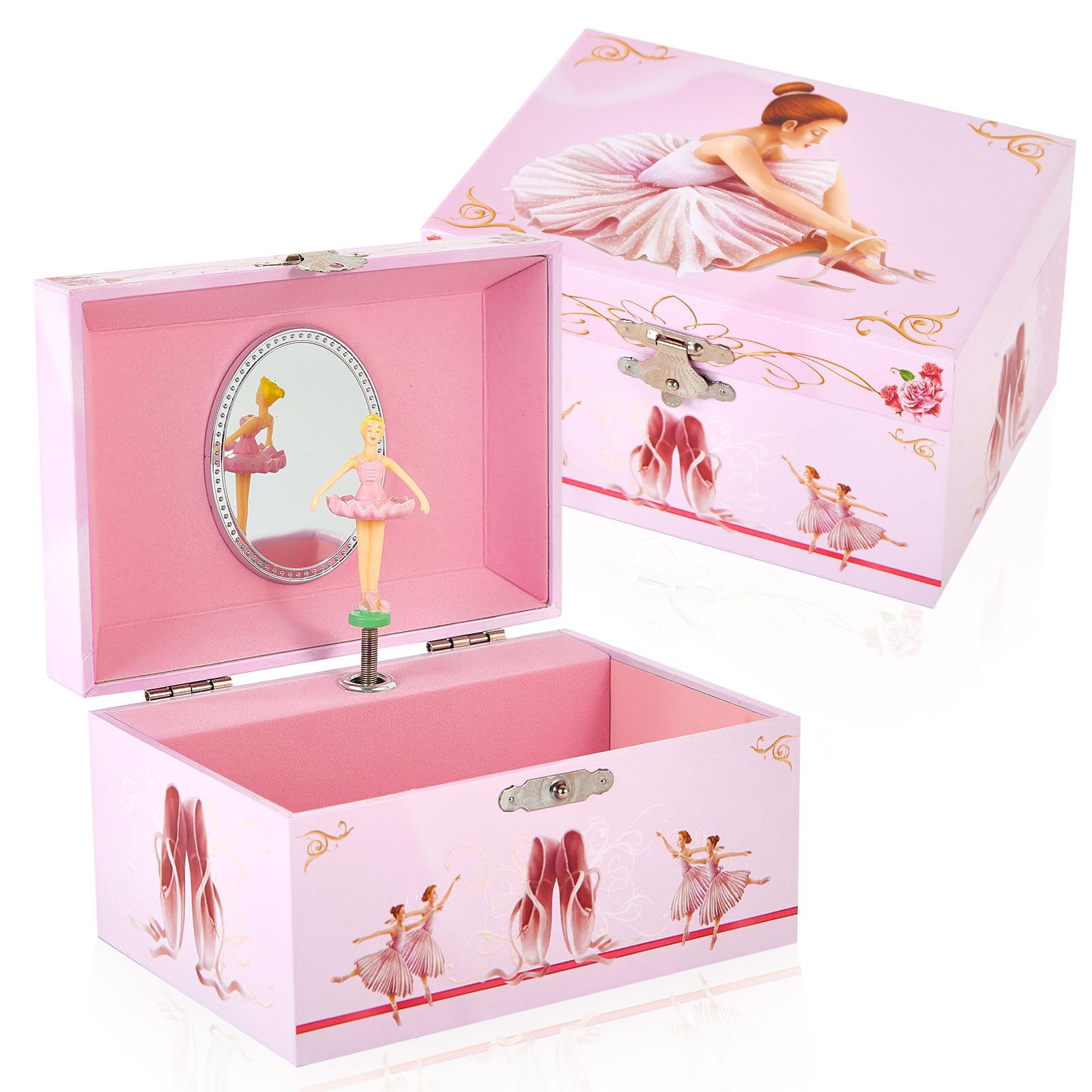TAOPU Girls Musical Jewellery Box with Spinning Ballerina,Ballet Music Box for Girls Jewel Storage,Christmas and Birthday Gifts for Kids