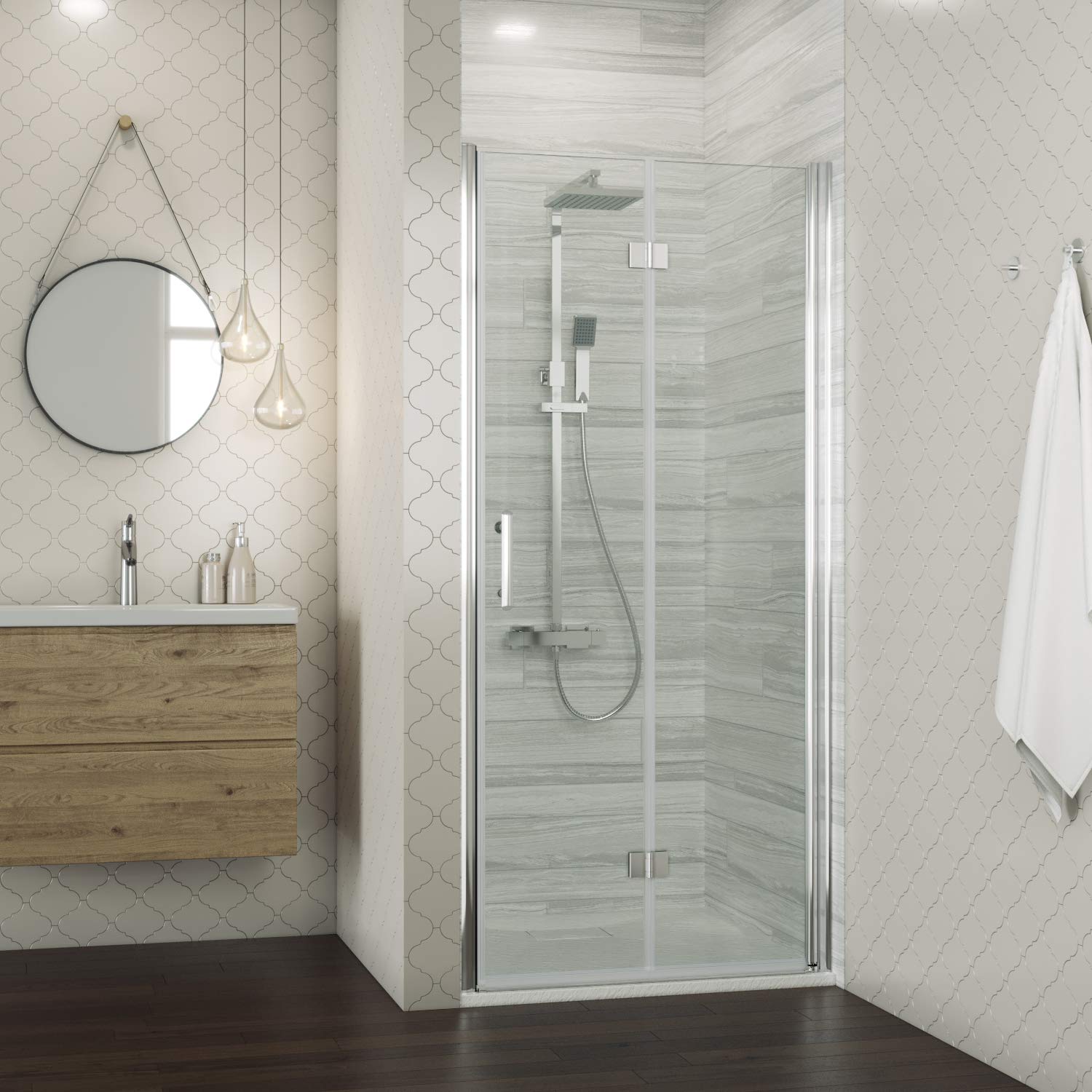 Buy ELEGANT 800mm Bifold Shower Door Frameless Shower Enclosure