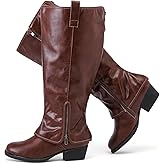 Luoika Women's Extra Wide Calf Cowboy Knee High Boots