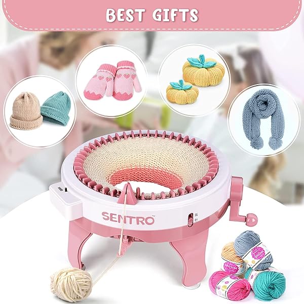 SENTRO 48 NEEDLE KNITTING MACHINE, SMART KNITTING LOOM MACHINE, CIRCULAR CROCHET MACHINE WITH ROW COUNTER, DIY YARN MAKER FOR BEGINNERS AND SEASONED KNITTERS, KNITTING GIFT FOR ALL AGES