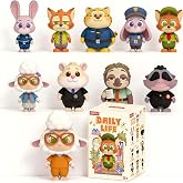 MINISO Disney Zootopia Daily Time Dressing Up Series Figure Blind Box, Mystery Animal Figurines, Surprise Box Figure Model Zootopia Blind Box Toy, Disney Figures for Home Decor Birthday Gifts (Random)