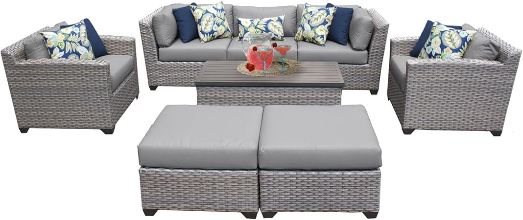Amazon Com Tk Classics Florence 08c 8 Piece Outdoor Wicker Patio