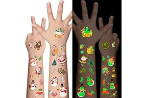 Awinmay Luminous Christmas Temporary Tattoos for Kids - 110 Pieces Christmas Glow in The Dark Tattoos for Boys and Girls,Christmas Glow Party Favors for Kids Stocking Stuffers and Gifts 10 Sheets
