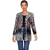 THANKPEARL Women's Sequin Jacket Long Sleeve Open Front Blazer Glitter Sparkly Coat Party Casual Cardigan