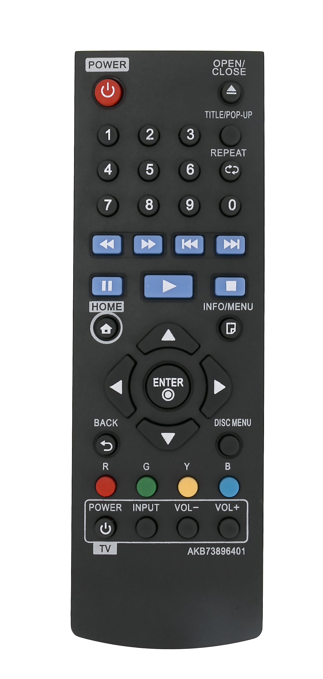 AKB73896401 Remote Control Replace -VINABTY AKB73896401 Blu-ray Remote for LG BD640 BP135N BP135W BP145 BP155N BP200 BP325W BP335WN BP340 BP350N BPM25 BPM34 BPM35 P255N BP250 BP135 BP240 BP300 BP335W
