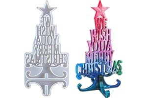 SUXGUMOE Christmas Resin Mold, We Wish You A Merry Christmas Silicone Mould Christmas Tree Letter Crystal Epoxy Resin Mold for Xmas Gift Home Decoration (We Wish You A Merry Xmas Molds)