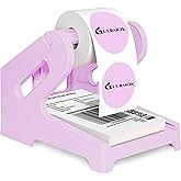 Guermok Thermal Shipping Label Holder for Rolls & Fan-Fold, Fragile Stickers for Shipping, Label Stand Desktop Printer Holder-Home Office Accessory Sticker Dispenser for Holographic (Purple)