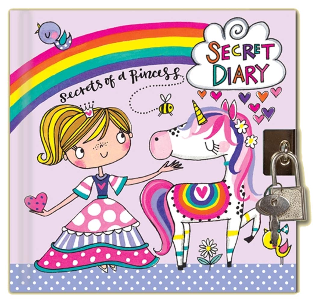Rachel Ellen Designs Ltd Secret Diary, Secrets of a Princess with Unicorn, 14cm x 14cm