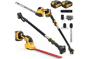 AVADA 4-in-1 Pole Hedge Trimmer Cordless - Electric Hedge Trimmer & Grass Shear with 2x3.0Ah Batteries,180° Adjustable Angle, 16 Ft Reach, Lightweight, Hedge Trimmers Cordless with Battery, for Garden/Yard