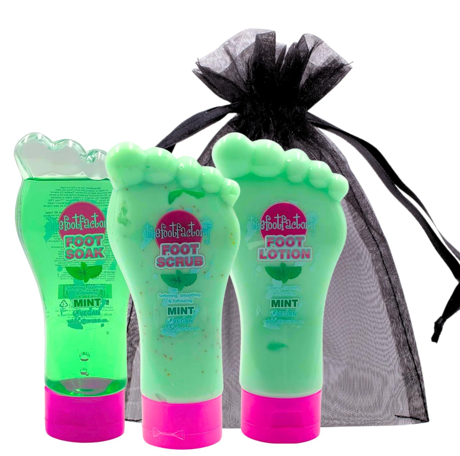 Foot Soak, Scrub & Lotion Set – Foot Care Gift Set for Dry, Tired Feet | Exfoliating Foot Spa Kit for Feet Soak, Scrub & Pedicure Treatment | Home Spa Pamper Set for Women & Men – Mint