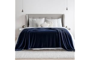 LaSyL Fleece Blanket King 90"x108" Dark Blue - 300GSM Soft Cozy Plush Fuzzy Flannel Bed Blanket - Lightweight Anti-Static Microfiber Blanket for Couch, Bed, Sofa