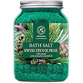 Pine Bath Salt w/Natural Swiss Stone Pine Essential Oil 46 Oz - Pinus Cembra - Natural Bath Sea Salts - Coniferous Salts - Best for Bath - Good Sleep - Relaxing - Body Care - Beauty - Aromatherapy