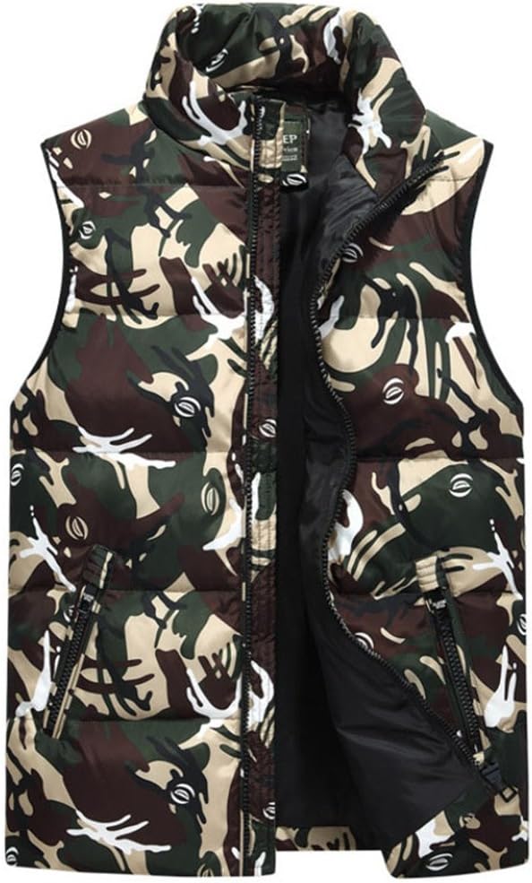 New Autumn Winter Camouflage Man White Duck Down Jacket Thin Sleeveless Mens Warm Vest