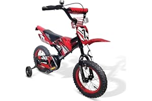 Beam Sports Xtreme Motor Bike Themed Kids Toddler Bike for Ages 2-5 Years Old Boys Girls, 12 inch Kid's Bikes with Training W