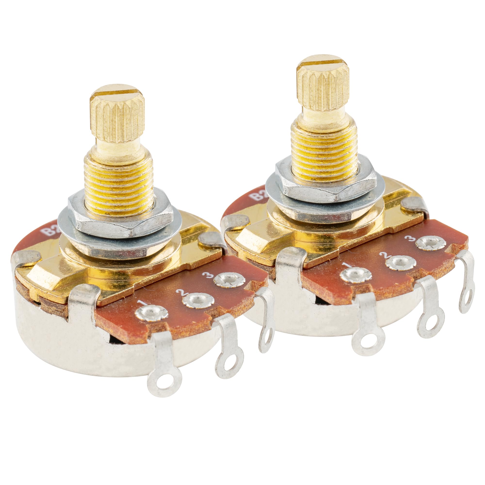 Musiclily Pro Brass Thread Full Metric Sized Control Pots B25K Audio Taper Potentiometers for Guitar(Set of 2)