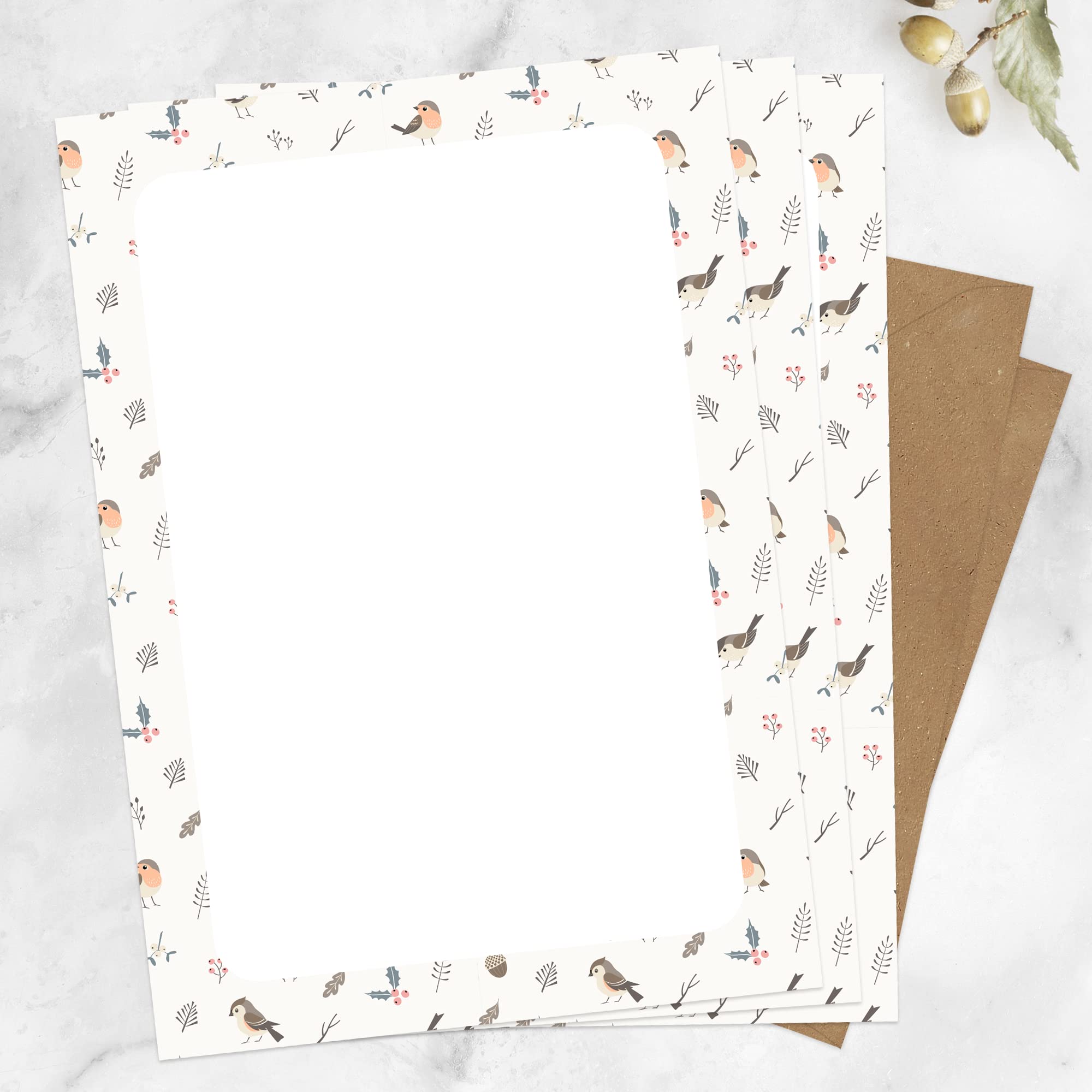 Dotty about Paper Letter Writing Set - Pack of 20, Winter Robin - Perfect for Writing Thank You Notes, Wish Lists, to Do Lists, Letters, Personal Or Business Use, Envelopes Included (3006)