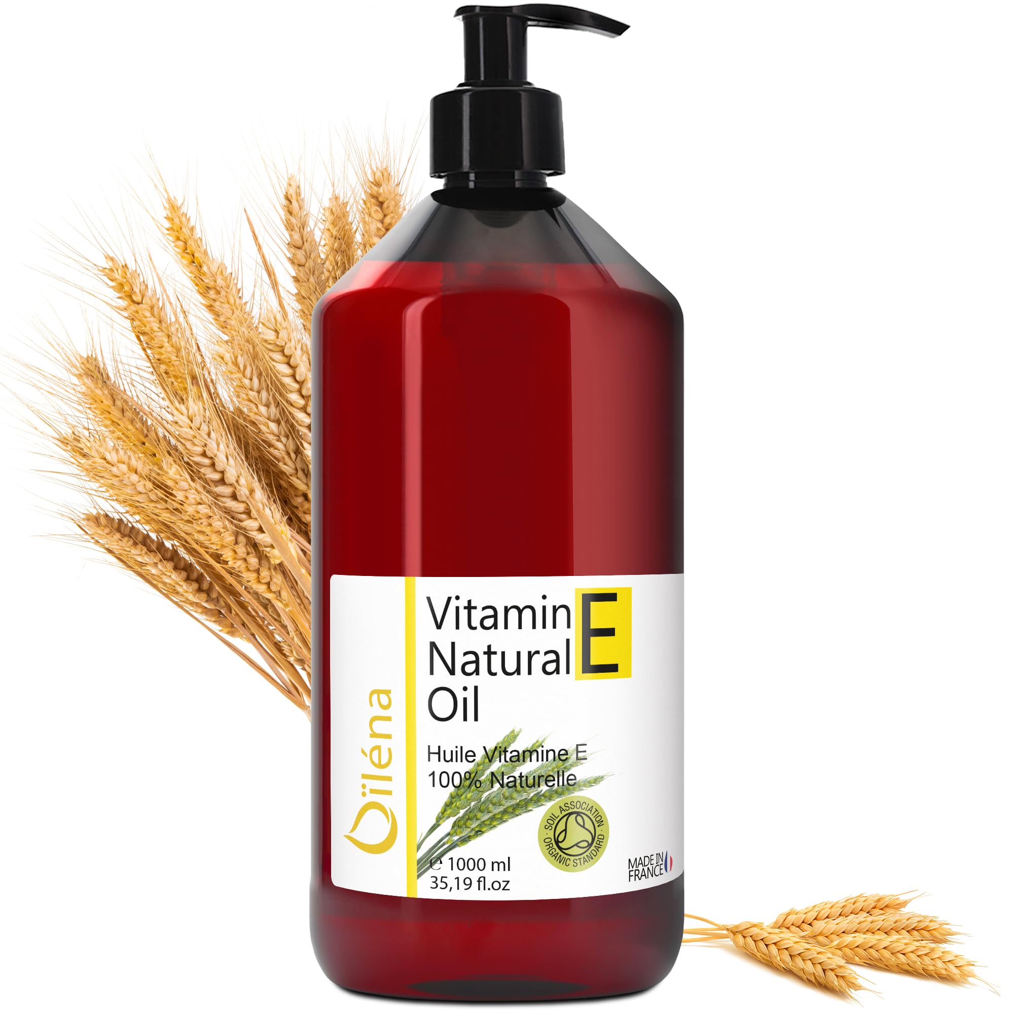 Vitamin E Oil (tocopherol) 100% natural Vegan, Anti Aging Face Care, Waterproof make-up remover, Body and Hair, Nails and Cuticles, Repairing Moisturizer for Hands (1000 ml)