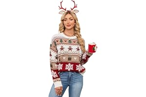 SunnyMelody Womens Christmas Funny Ugly Sweater Winter 2025 Vacation Outfits Oversized Crew Neck Xmas Pullover Tops