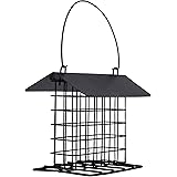 winemana Outdoor Wild Bird Feeder, Black Small Hanging with Metal, Rainproof Squirrel-Proof, Single Suet Cake Style for Outsi