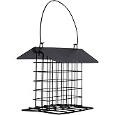 winemana Suet Feeder for Outside Hanging, Metal Suet Cake Holder Squirrel Proof, Weatherproof Bird Feeders for Wild Birds Woodpecker, Single Suet Cage for Outdoor Garden