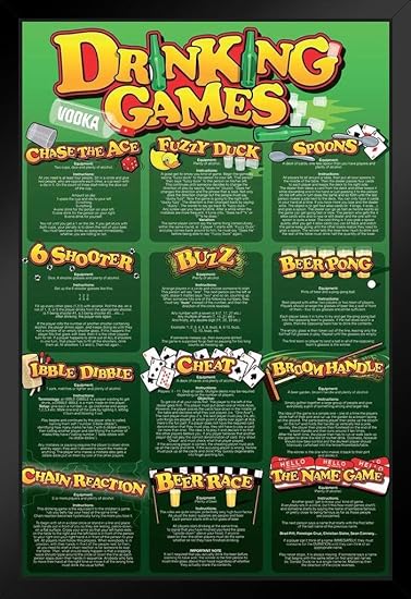 Pyramid America Drinking Games College Black Wood Framed Art Poster 14x20 Amazon In Home Kitchen