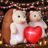 Glooglitter 5.5 ft Hedgehog Valentines Day Inflatables Outdoor Decorations Couple Hedgehog with Build-in LED Lights Valentines Blow up Yard Decor for Romantic Yard Garden Home Indoor Outdoor Party