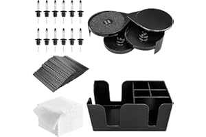 3 Tier Bar Glass Rimmer Bartender Tool with 12 Pcs Stainless Steel Classic Bottle Pourers, Bar Caddy, Coffee Cocktail Stirrer