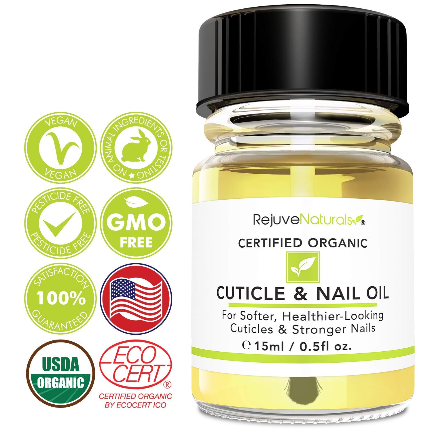 USDA Organic Cuticle Oil for Softer, Healthier Cuticles & Stronger Nails. Moisturizing & Healing Organic Jojoba, Olive, Camellia & Vitamin E Oils. For Peeling Cuticles, Splitting Nails & Cracked Skin.: Beauty