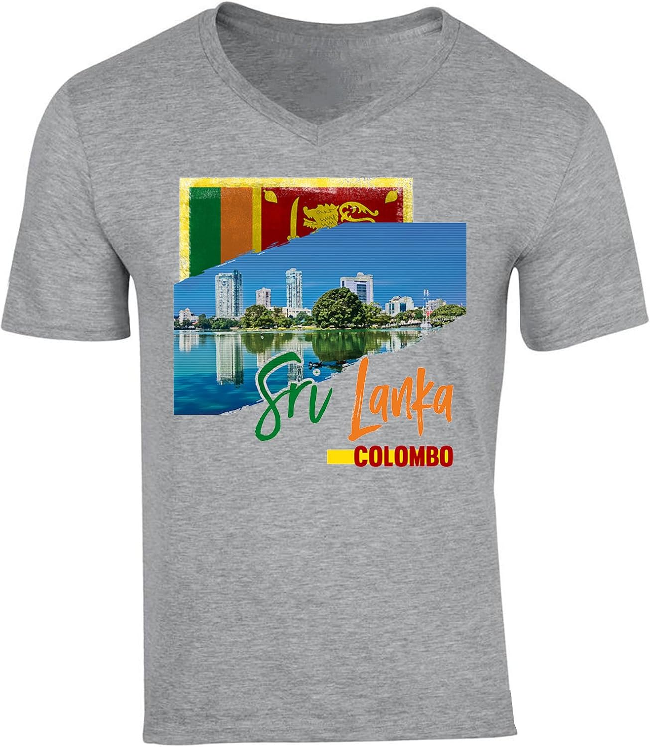 teesquare1st Men's Sri Lanka Grey VNeck TShirt Amazon.co.uk Clothing