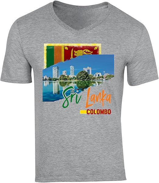 teesquare1st Men's Sri Lanka Grey VNeck TShirt Amazon.co.uk Clothing