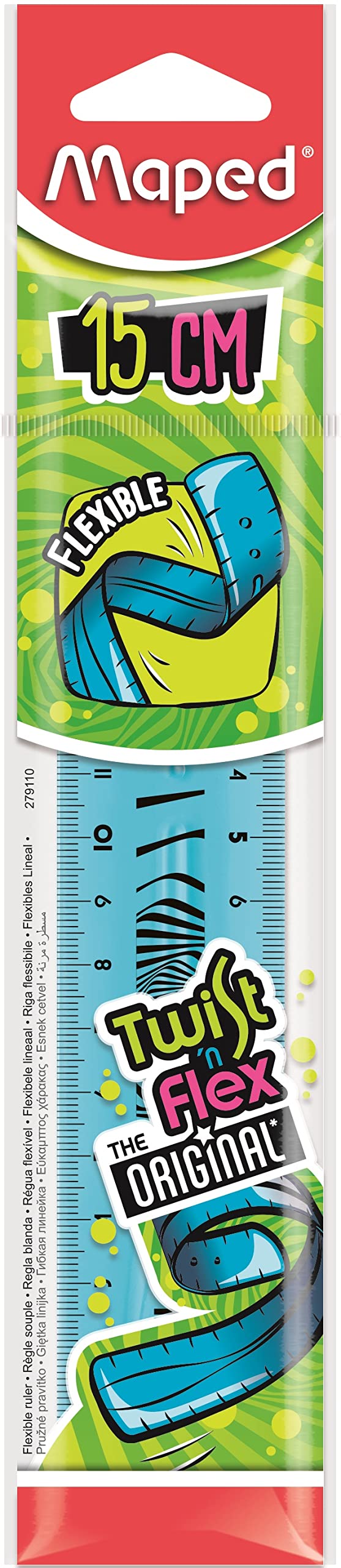 MAPED Twist'n Flex Flat Ruler, Soft, Playful and Unbreakable – Ruler 15 cm Double Graduation, Blue