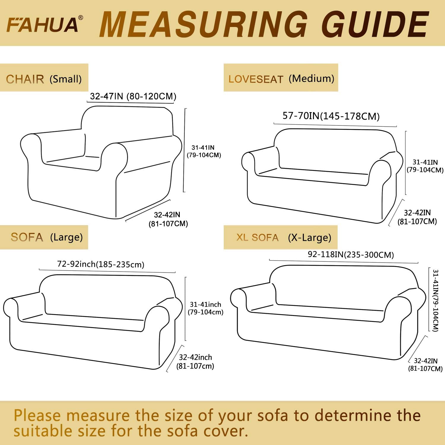 FAHUA Thick Couch Covers for 3 Cushion Couch 1-Piece Stretch Sofa Cover Slipcover Jacquard Non-Slip Furniture Protector for Dogs Pets Kids (Large, Light Gray): Kitchen & Dining