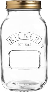 Kilner Preserve Jar 1L Round Glass Screw Top Lid 1000ml